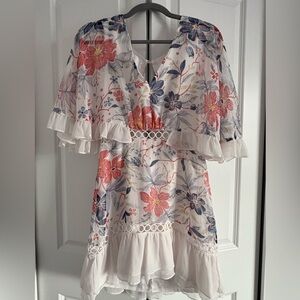 Maika Elegant White and Blue Dress